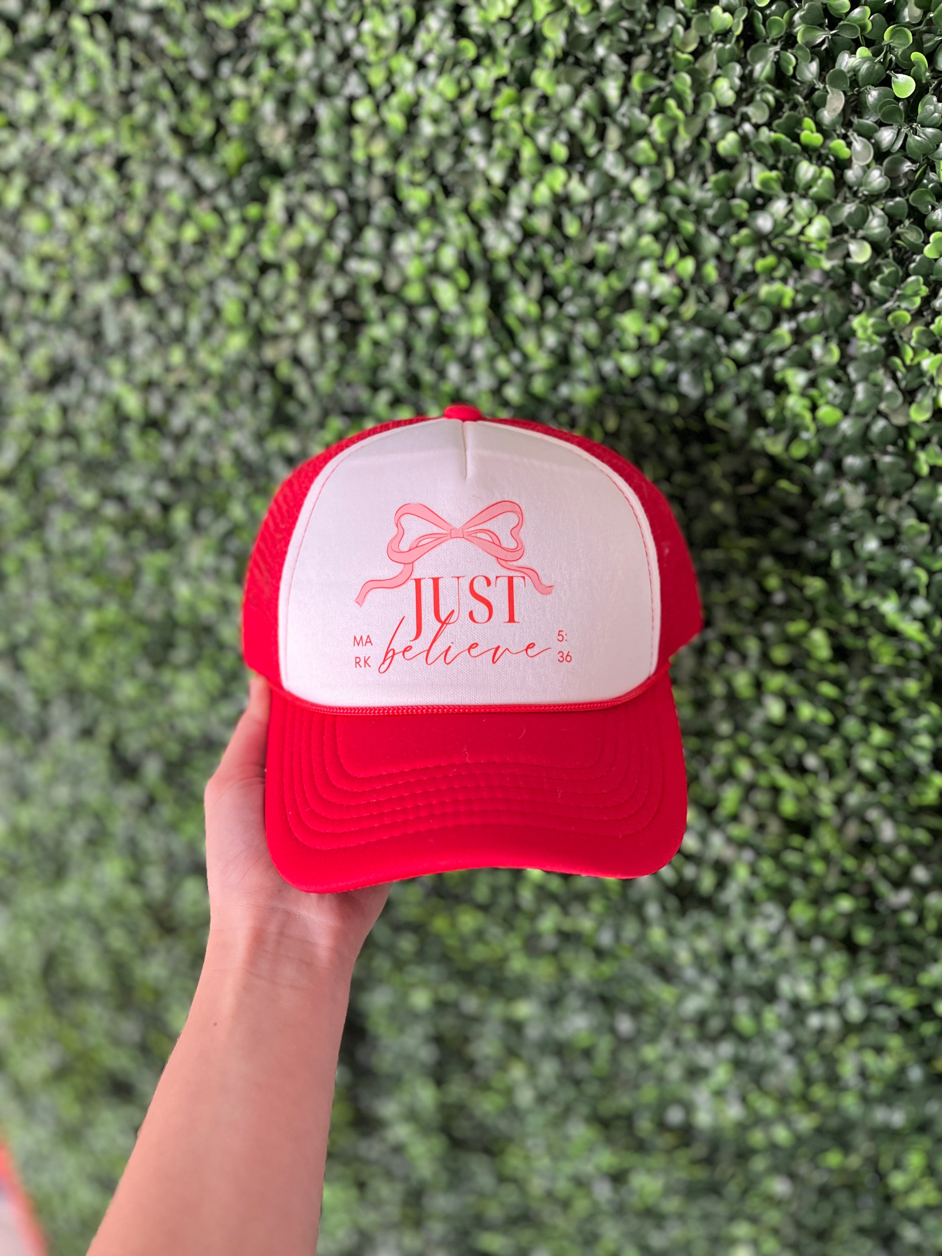 Just Believe Bow Trucker Hat