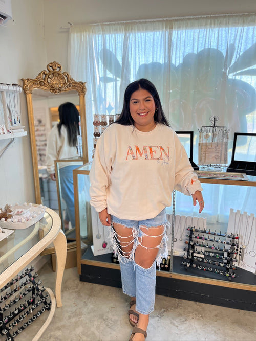 Amen -Floral Crewneck